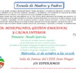 Cartel_Charla Escuela de madres y Padres_Mindfulness, gestión emocional y calma interior